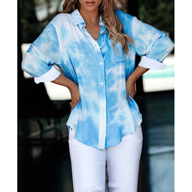 Damen Hemdbluse Batikdesign Leicht Blume - Norvielle