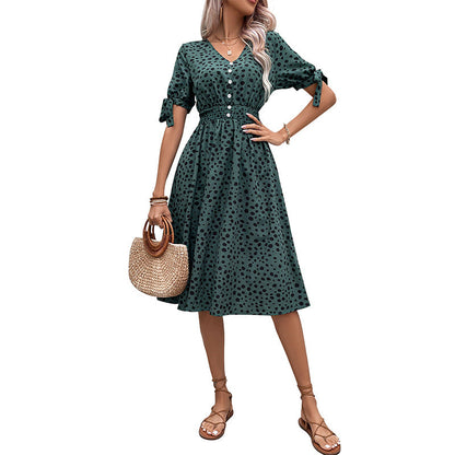Damen Midi-Kleid Smock-Design Rüschen Blume Norvielle