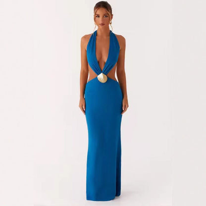 Damen Abendkleid V-Ausschnitt Cut-Out-Design Norvielle