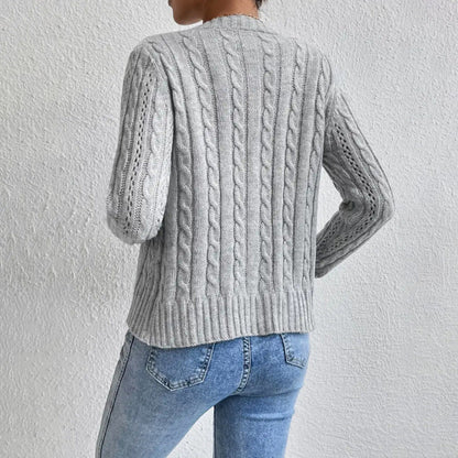 Damen Strickjacke Kurz Gerippt