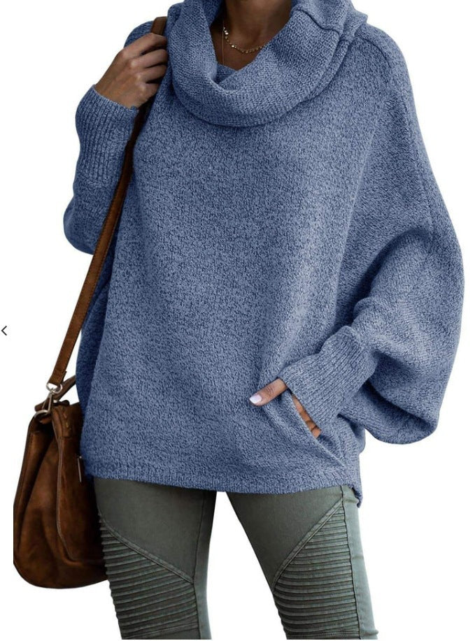 Damen Rollkragenpullover Weite Ärmel Norvielle
