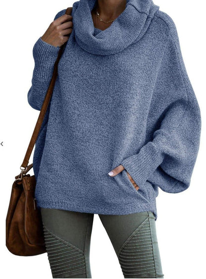 Damen Rollkragenpullover Weite Ärmel Norvielle