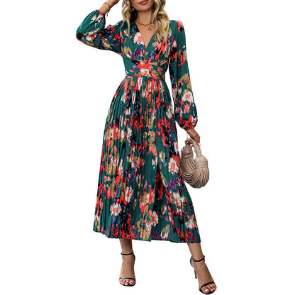 Damen Maxikleid Floralmuster Eleganter Schlitz