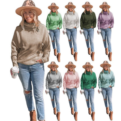 Damen Grobstrickpullover Rollkragen Lässig Norvielle - Norvielle
