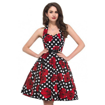 Damen Swingkleid Floralmuster Polka-Dots Norvielle
