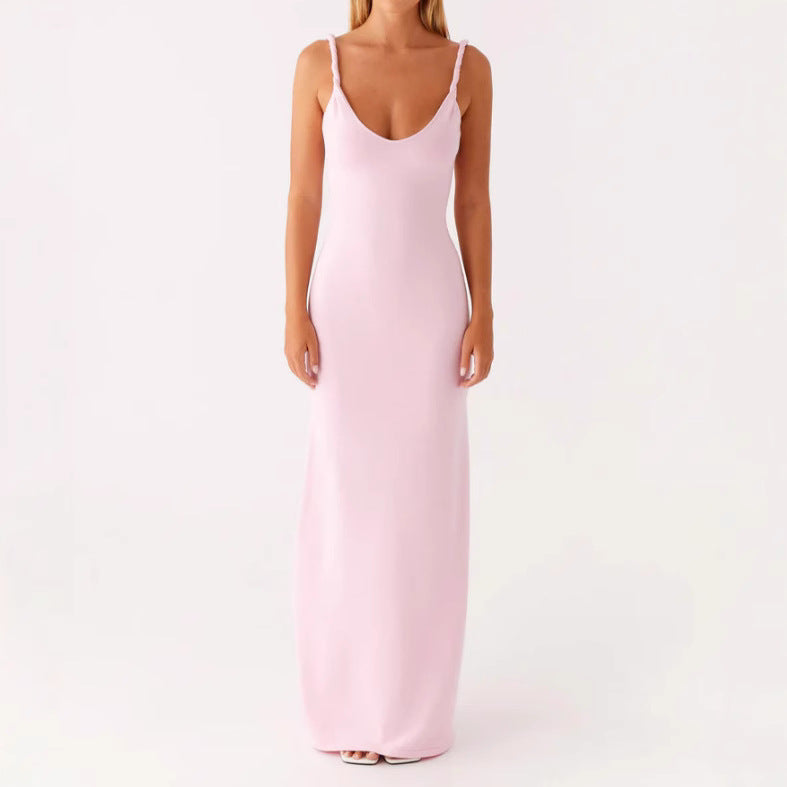 Damen Maxikleid Langarm Elastisch V-Ausschnitt Schwarz Norvielle - Norvielle