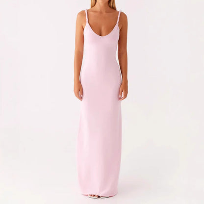 Damen Maxikleid Langarm Elastisch V-Ausschnitt Schwarz Norvielle - Norvielle