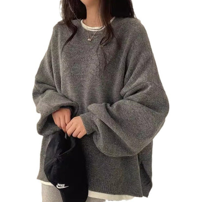 Damen Oversized Strickpullover Weite Ärmeln Lässiger Schnitt Norvielle