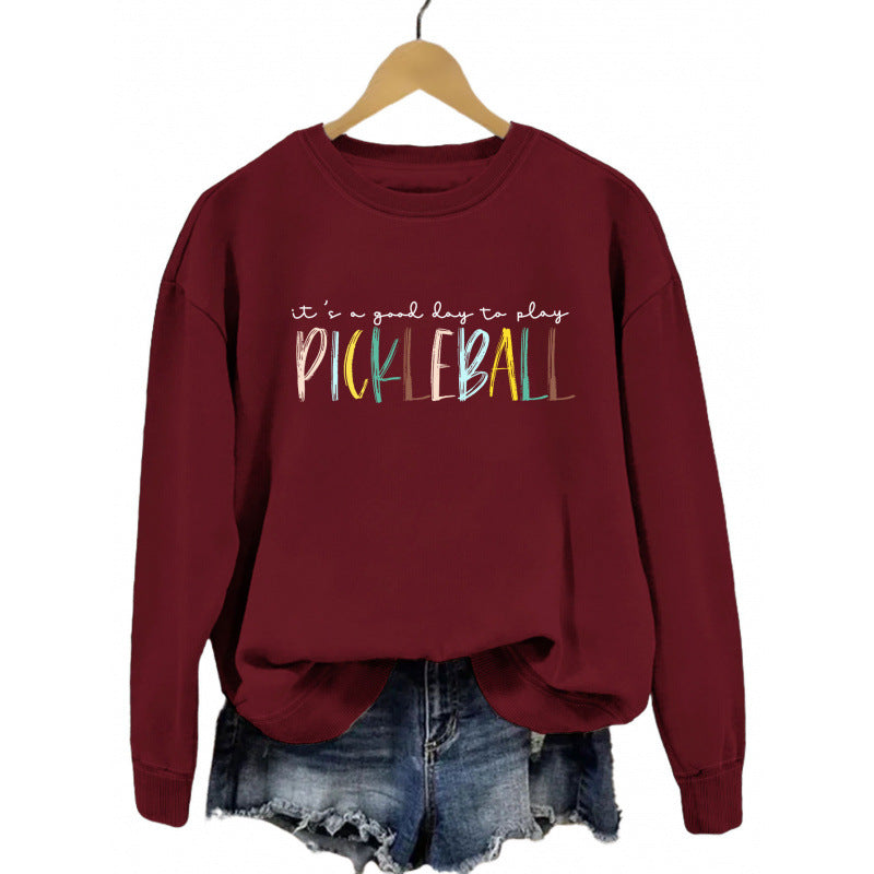 Damen Sweatshirt Bunter Pickleball-Druck Norvielle