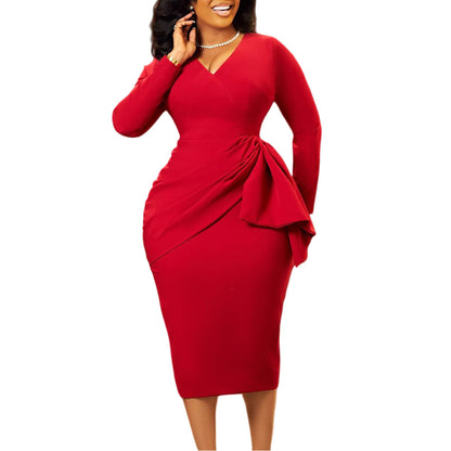 Damen Wickelkleid Asymmetrische Rüschen Norvielle