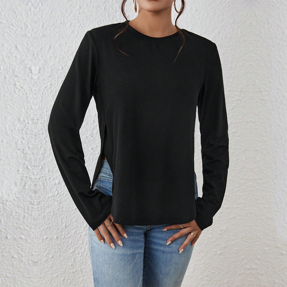Damen Langarmshirt Bequem Cut-Out-Details Norvielle