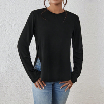 Damen Langarmshirt Bequem Cut-Out-Details Norvielle