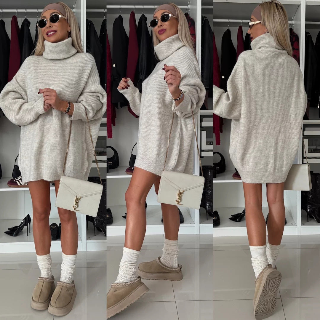 Damen Großer Rollkragenpullover Weiches Strick Norvielle