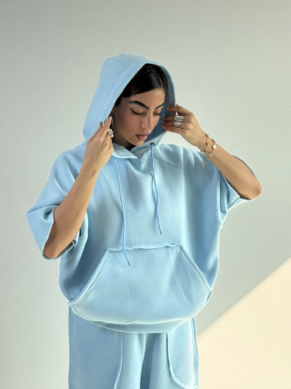 Damen Oversized Kapuzenpullover Kängurutasche Elastischer Saum