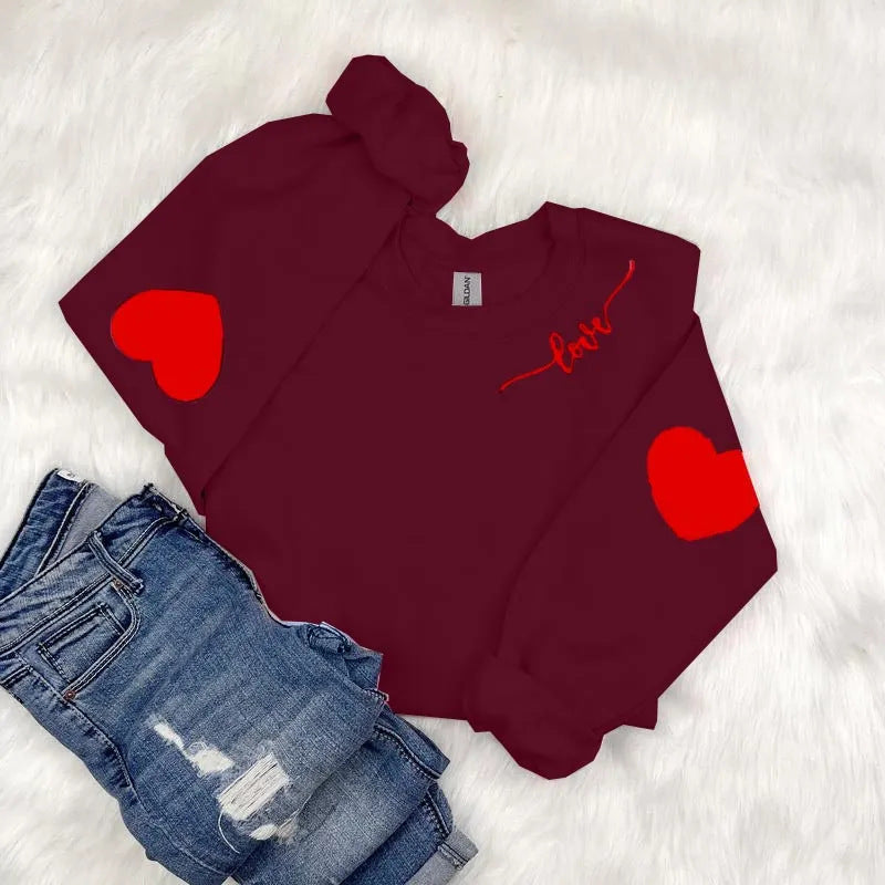Damen Sweatshirt Herzen-Design Lässiger Schnitt Norvielle