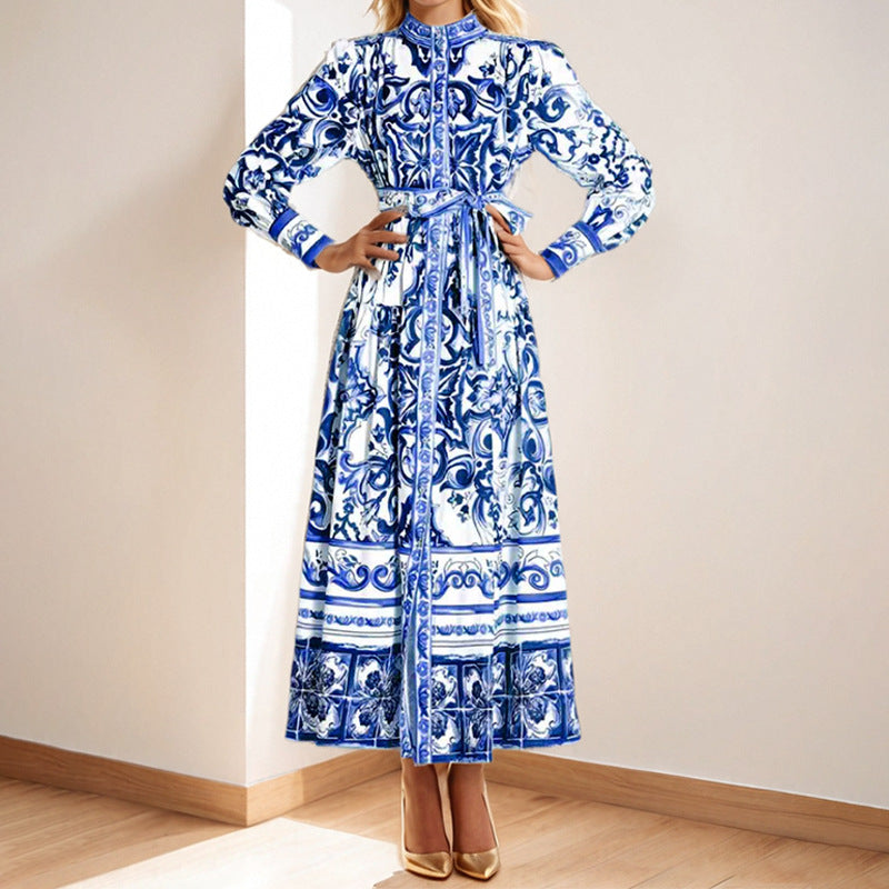 Damen Midikleid Barockdesign mit Musterdetails