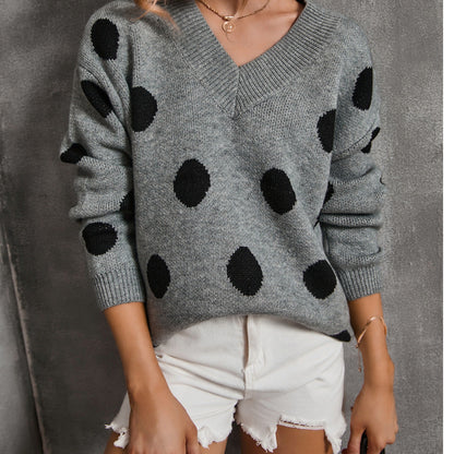 Damen Pullover V-Ausschnitt Grafikdesign Norvielle