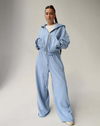 Damen Sportliches Lounge-Set Cropped Hoodie Weite Passform