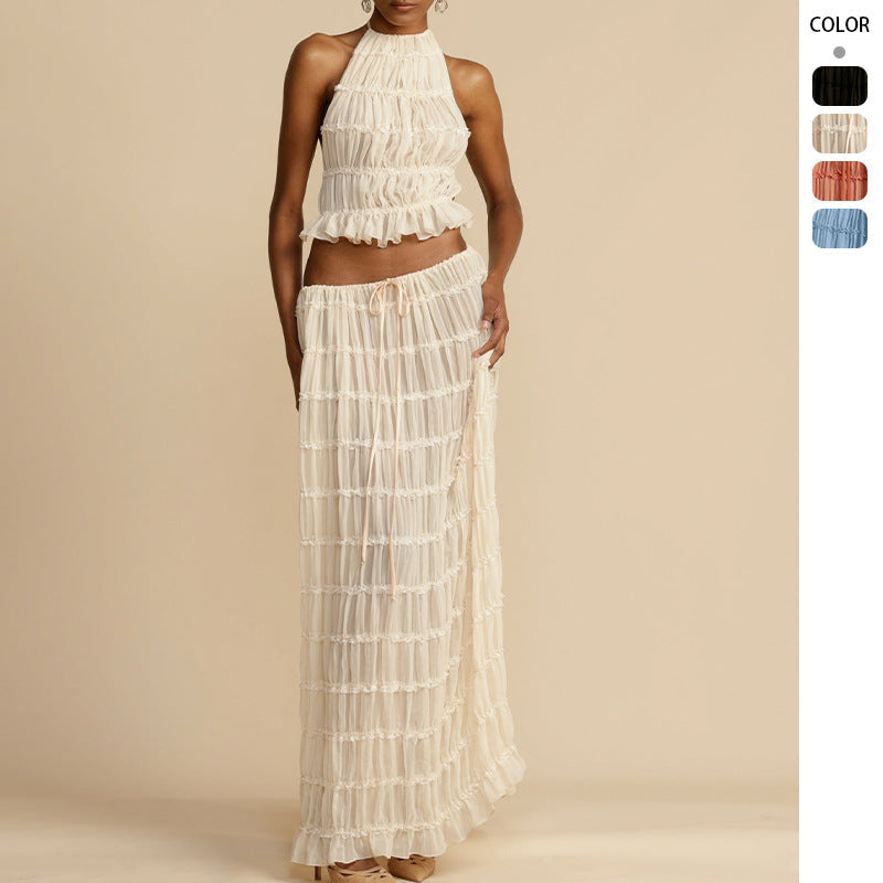 Damen Maxikleid Gerafftes Oberteil Eleganter Taillenauschnitt - Norvielle