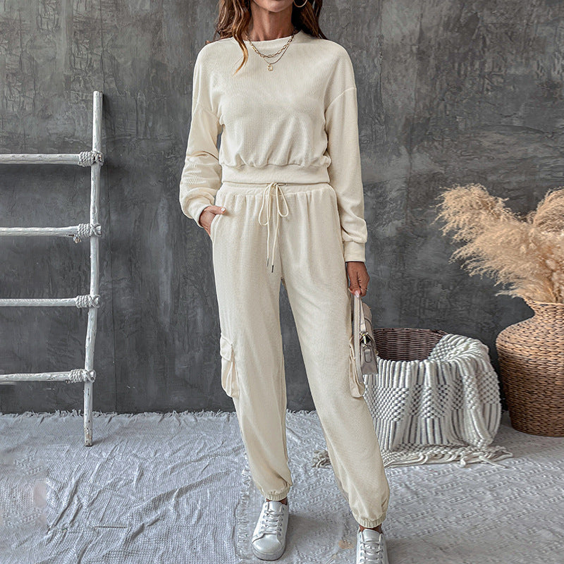 Damen Loungeanzug Elastisch Bequem Schwarz Norvielle - Norvielle
