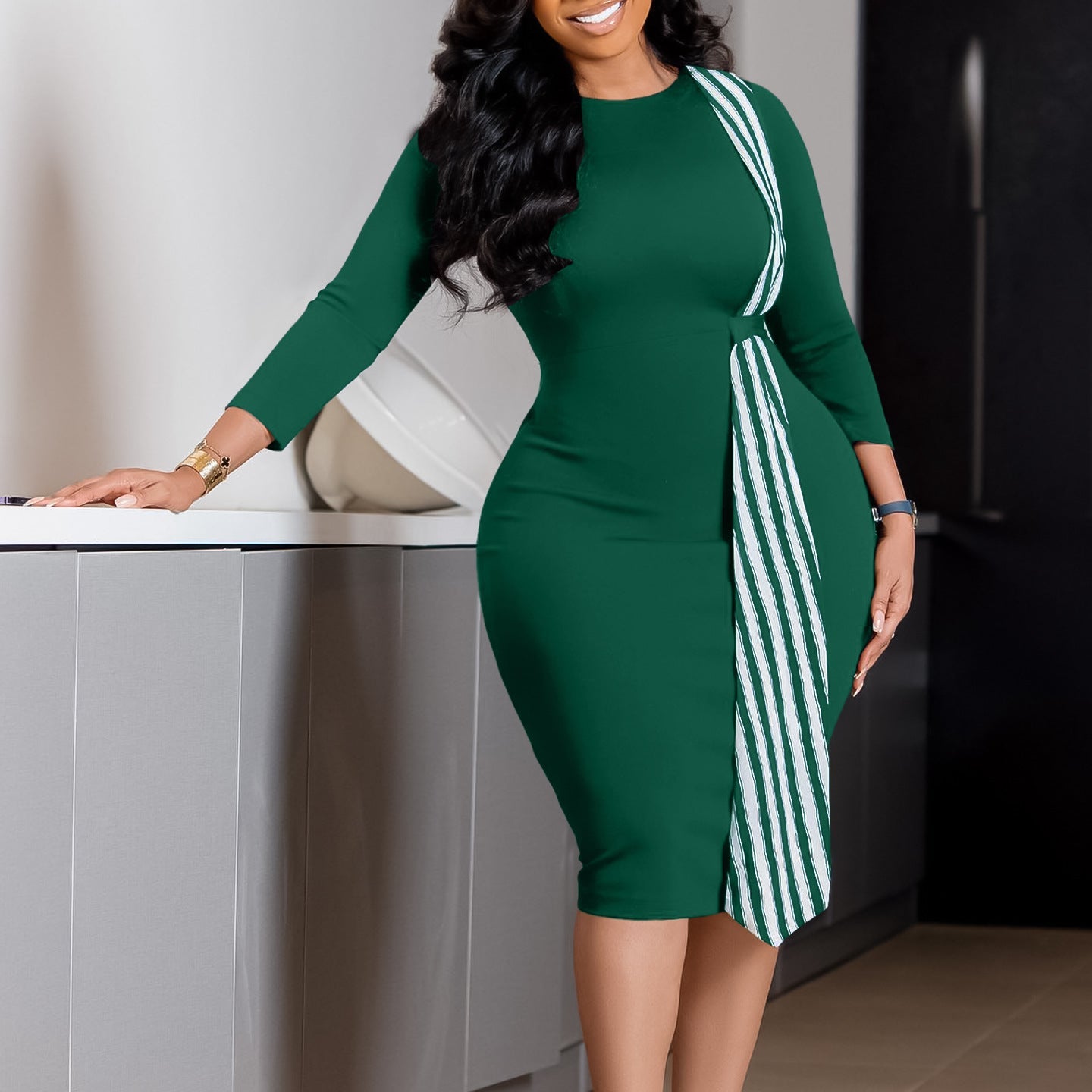 Damen Kleid Asymmetrisch Bindedetail Norvielle