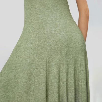 Damen Maxikleid Rundhalsausschnitt Fließend Elegant Norvielle