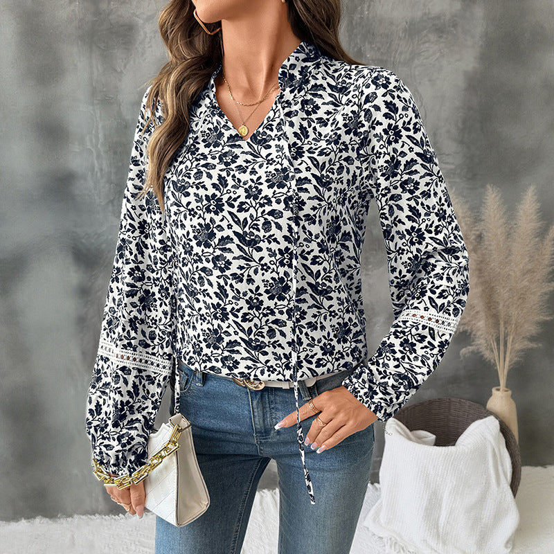 Damen Bluse Langärmlig Floralmuster Norvielle - Norvielle