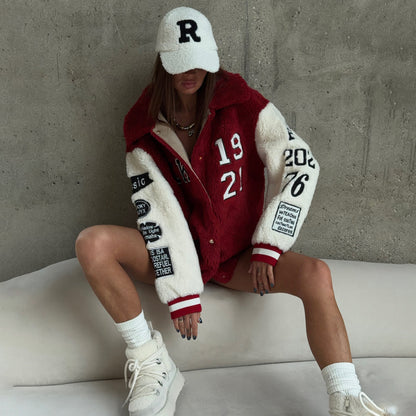 Damen Oversized Fleecejacke Kuschelig Sportdetails Norvielle