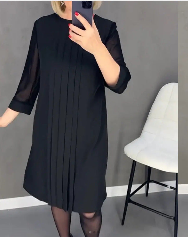 Damen Maxikleid Elegant Faltenwurf Durchsichtige Ärmel Norvielle