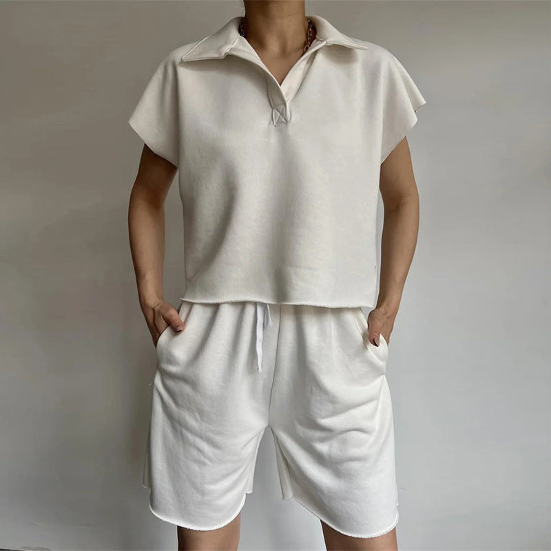Damen Poloshirt Set mit Sweatshorts Norvielle
