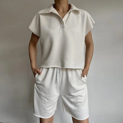 Damen Poloshirt Set mit Sweatshorts Norvielle