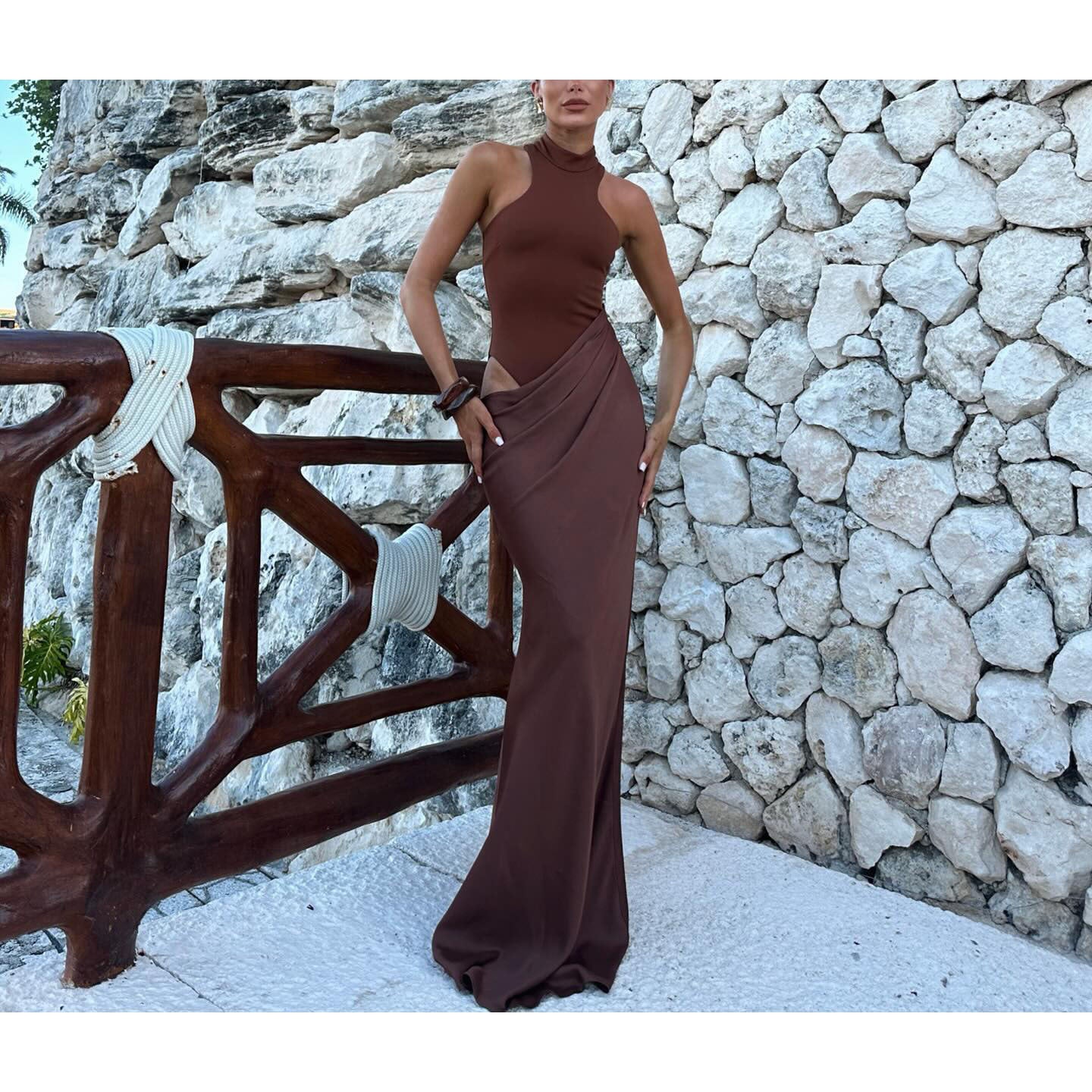 Damen Maxi-Rock Hohem Schlitz Eleganter Schnitt Norvielle