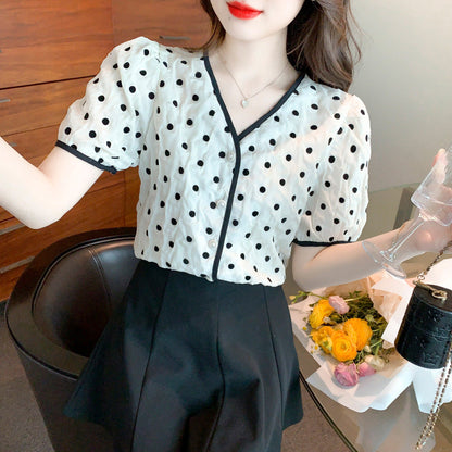 Damen Bluse mit Punkten Knöpfe Norvielle