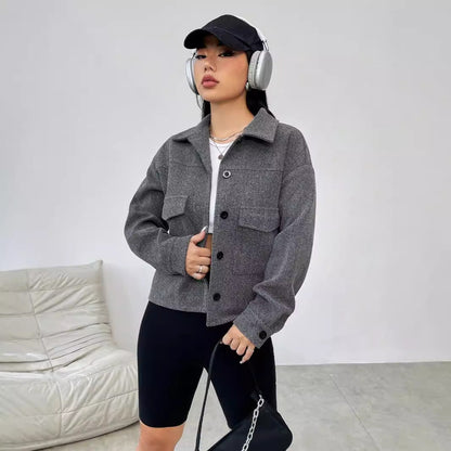 Damen Oversized Jacke aus Norvielle mit Taschen und