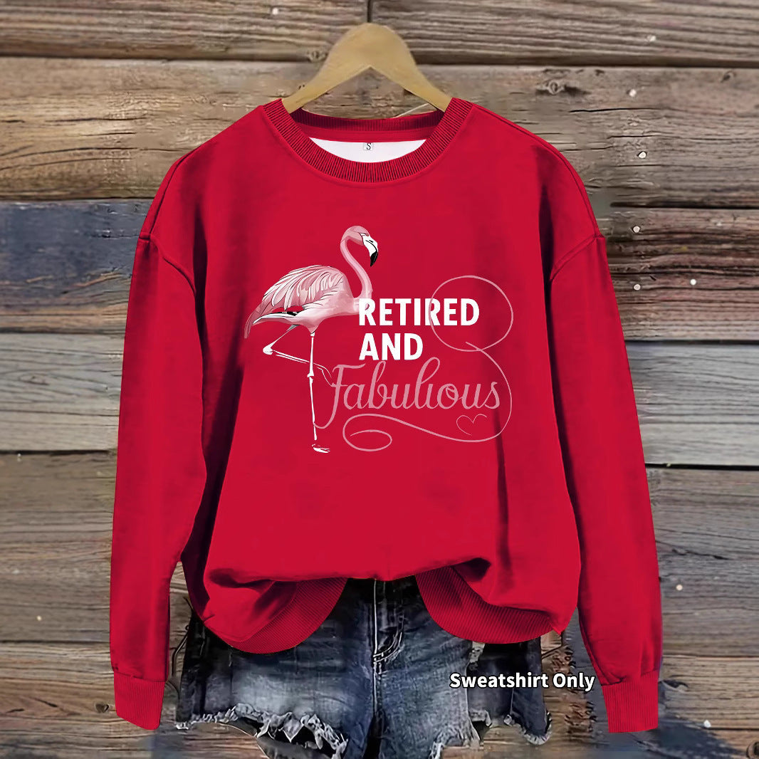 Damen Sweatshirt Flamingo Motiv Weich Rosa
