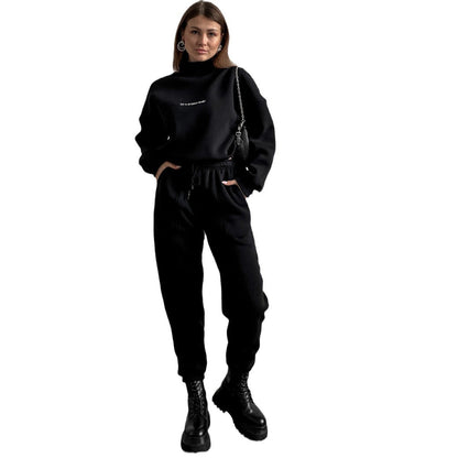 Damen Sportset Sweatshirt Jogginghose Hochkragen Weitschnitt