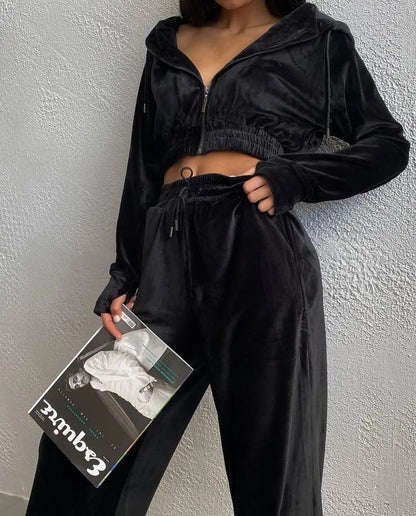 Damen Sportlicher Velours Jogginganzug
