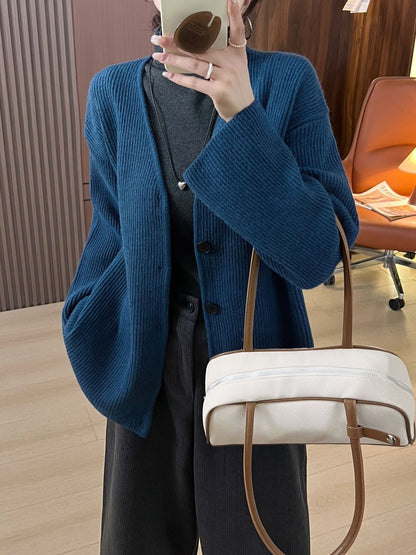 Damen Grobstrickjacke Langer Ärmel Lässiger Schnitt Norvielle