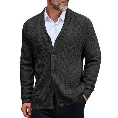 Herren Grobstrickjacke Elegantes Zopfmuster Warm Beige - Norvielle