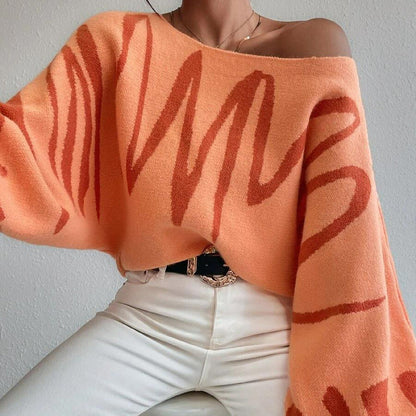 Damen Oversized Strickpullover Asymmetrisch Lässig