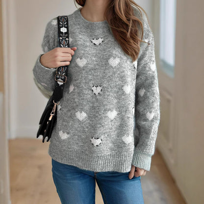 Damen Pullover Weich Herzdesign Norvielle - Norvielle
