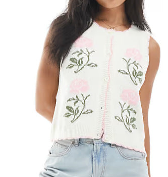 Damen Strickjacke Floralmuster Elegantes Design Norvielle