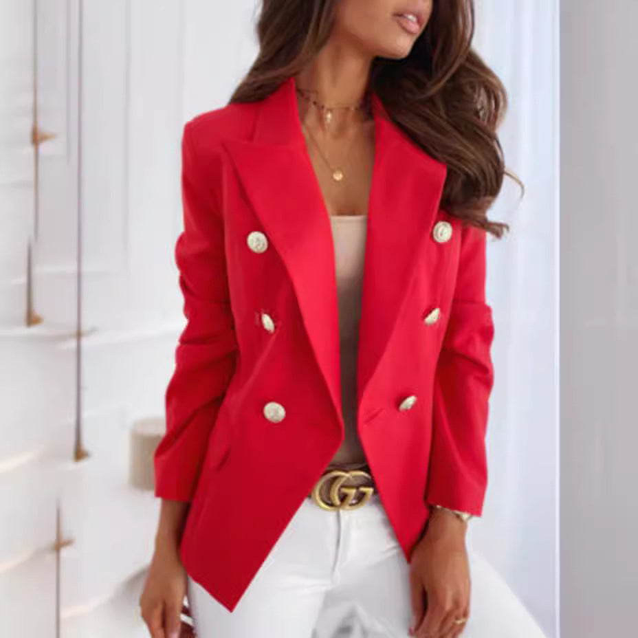 Damen Blazer Tailliert Doppelknopfleiste Goldton