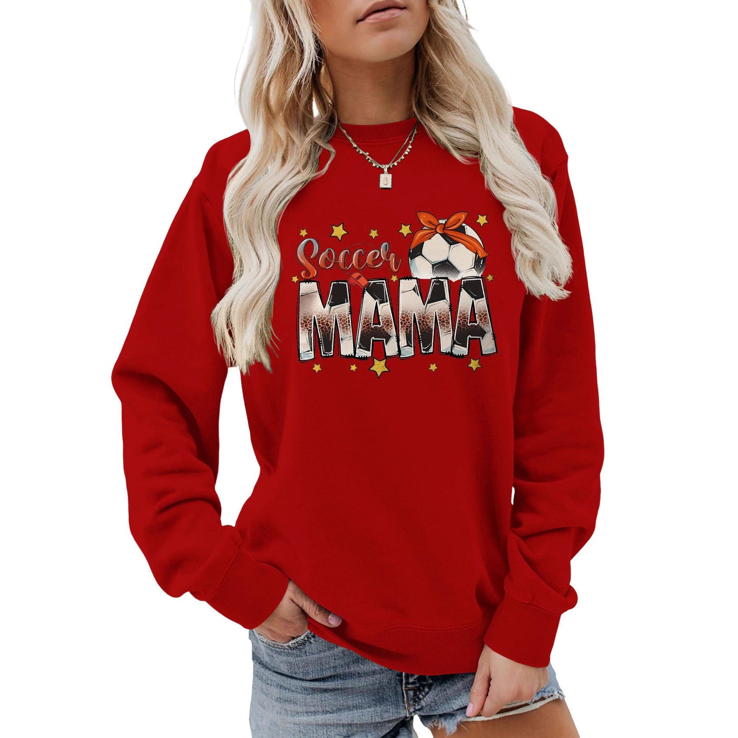 Damen Sweatshirt Soccer Mama Aufdruck Bequem Norvielle