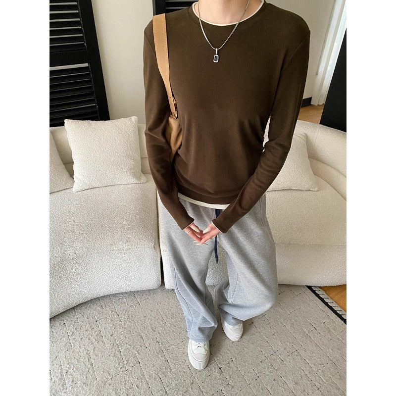 Damen Langarmshirt Baumwolle Lässig Norvielle