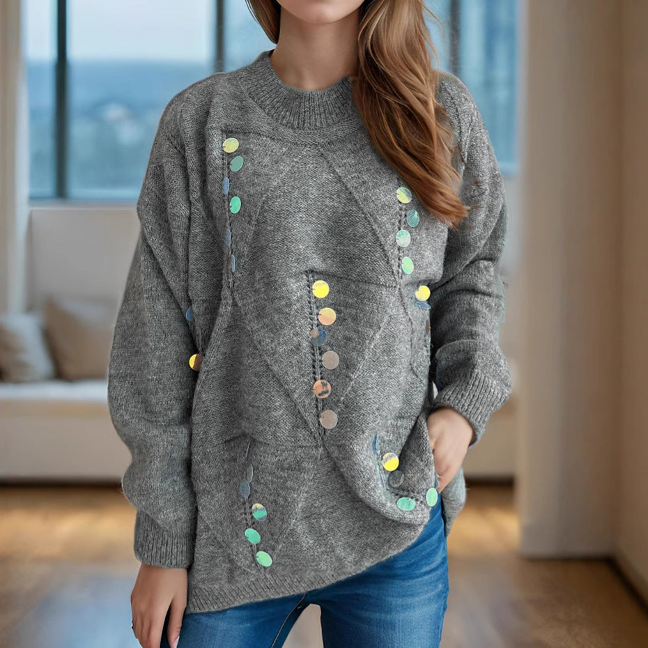 Damen Strickpullover mit Pailletten Norvielle - Norvielle