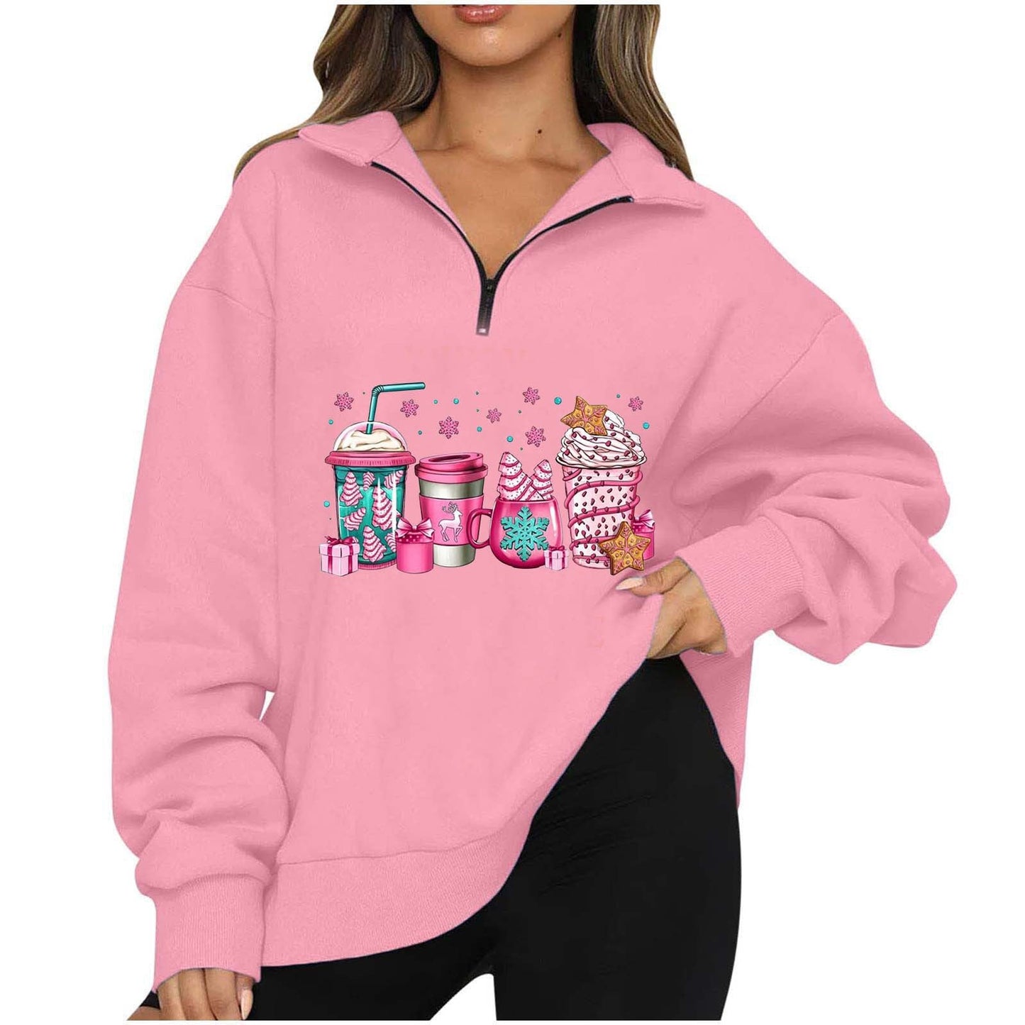 Damen Sweatshirt Halbkragen Norvielle