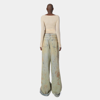 Damen Weite Jeans Kunstwerk-Design Norvielle