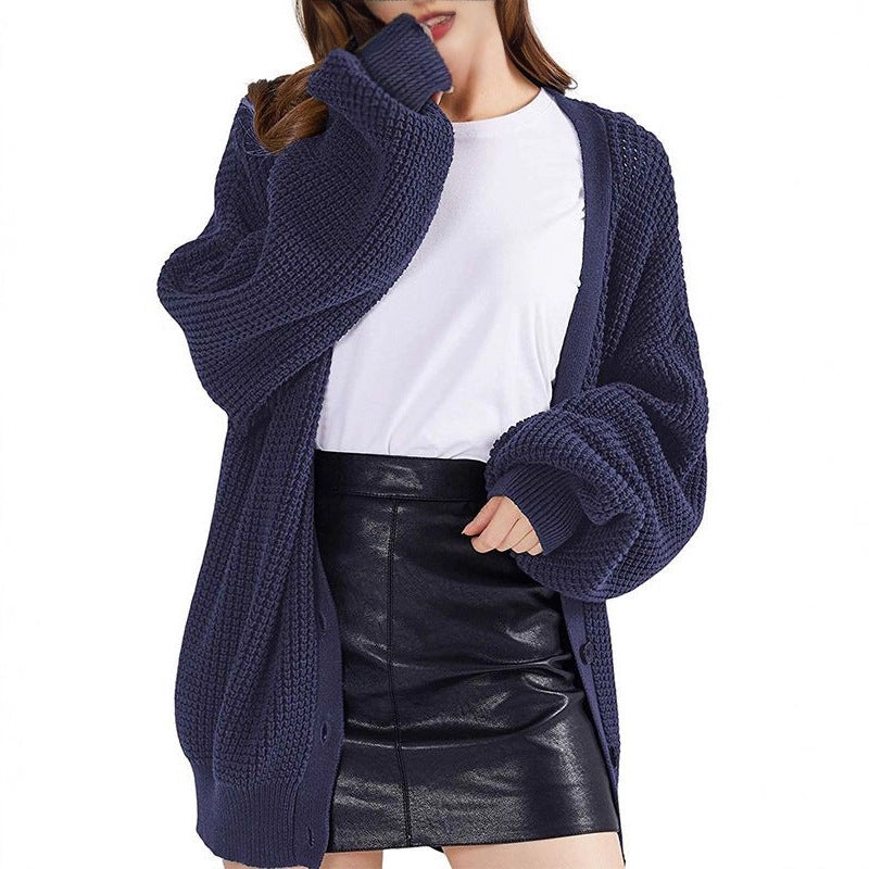 Damen Grobstrick Cardigan Lässiger Schnitt Norvielle
