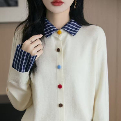 Damen Strickjacke Bunt Knöpfe